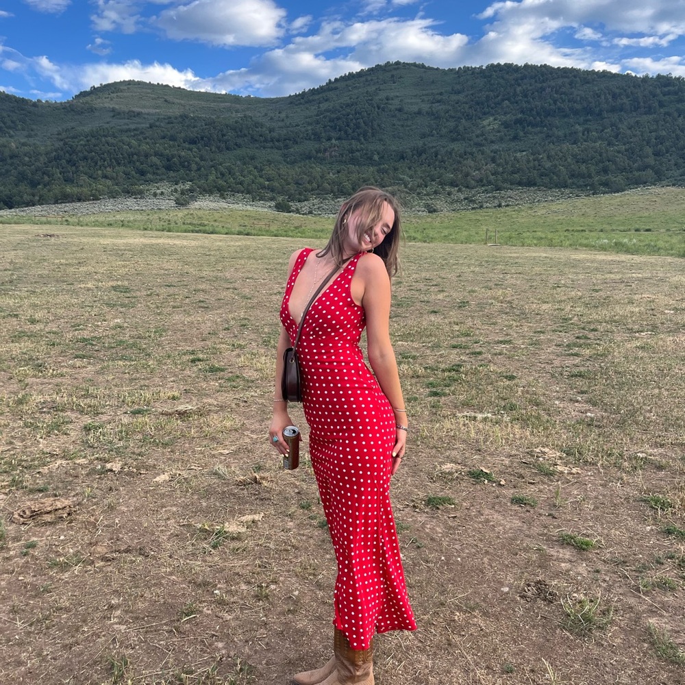Polka dot maxi dress